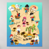 Cute Fun Personalized Pirate Treasure Map Poster (Voorkant)