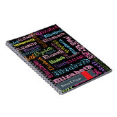 Cute Fun Persoonlijk Voorkeurspatroon op Zwart Notitieboek (Rechterzijde)