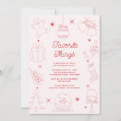 Cute Fun Pink Hand Drawn Favorite Things Holiday Kaart (Voorkant)