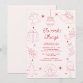 Cute Fun Pink Hand Drawn Favorite Things Holiday Kaart (Voorkant / Achterkant)