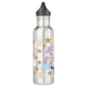 Cute Fun Pink Paars Gold Star Unicorn Naam Waterfles (Links)