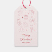 Cute Fun Pink Red Hand Drawn Christmas Cadeaulabel (Achterkant)