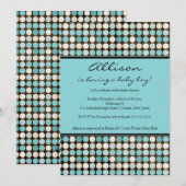 Cute FUN Polka Dots Blue & Brown Boy Shower Kaart (Voorkant / Achterkant)