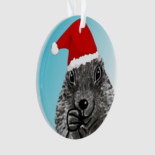 Cute Fun Prairie Dog met Santa Hat Drawing Ornament (voorkant)
