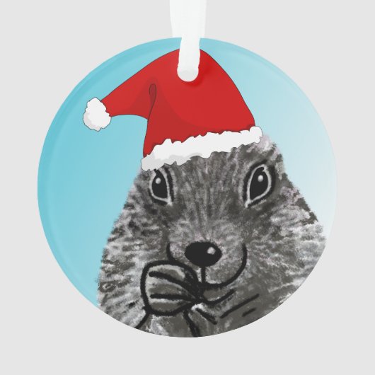 Cute Fun Prairie Dog met Santa Hat Drawing Ornament (achterkant)