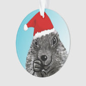 Cute Fun Prairie Dog met Santa Hat Drawing Ornament (voorkant)