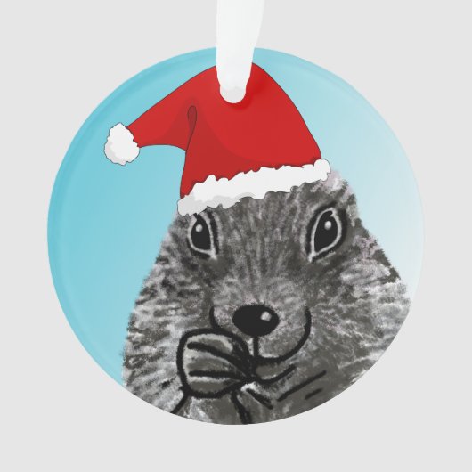 Cute Fun Prairie Dog met Santa Hat Drawing Ornament (voorkant)