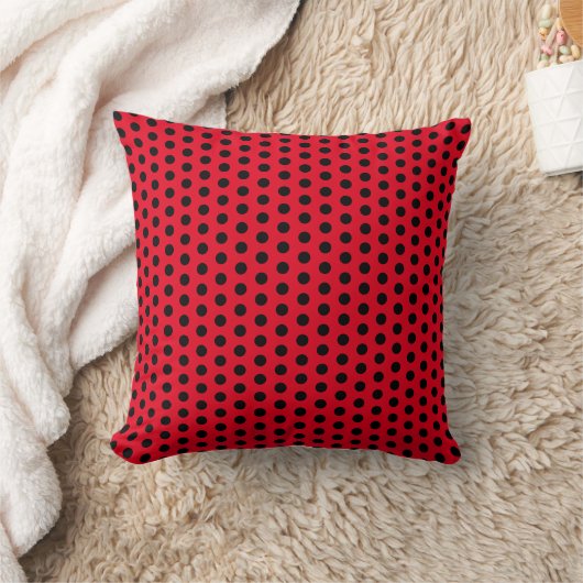 Cute Fun Red en Black met Polka Dot Pattern Kussen (Deken)