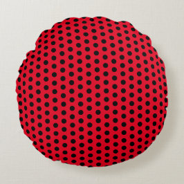 Cute Fun Red en Black met Polka Dot Pattern Rond Kussen