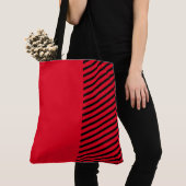 Cute Fun Red en Black met Stripes Tote Bag (Dichtbij)