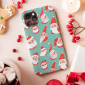 Cute Fun Red en Turquoise Father KerstPattern Case-Mate iPhone Case