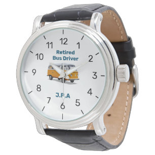 Cute Fun Retirement Watch Bus Driver Initialen Horloge
