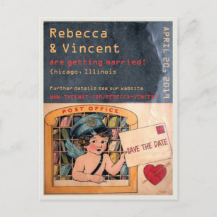 Cute Fun Retro Love Briefkaart Save the Date