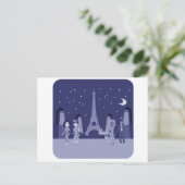 Cute Fun Retro Paris Digital  Art Design Briefkaart (Staand voorkant)