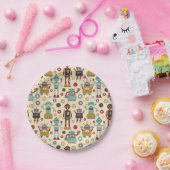 Cute & Fun Retro Robots op de partij Papieren Bordje (Feest)