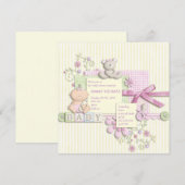 Cute Fun Retro Scrapbook Baby shower Girl Invites Kaart (Voorkant / Achterkant)