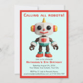 Cute Fun Robot Kid's Birthday Kaart (Voorkant)