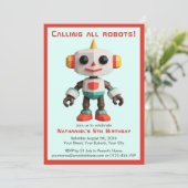 Cute Fun Robot Kid's Birthday Kaart (Staand voorkant)