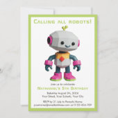 Cute Fun Robot Kid's Birthday Kaart (Voorkant)
