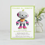 Cute Fun Robot Kid's Birthday Kaart (Staand voorkant)