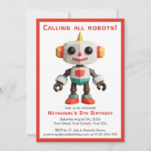 Cute Fun Robot Kid's Birthday Kaart (Voorkant)