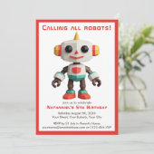 Cute Fun Robot Kid's Birthday Kaart (Staand voorkant)