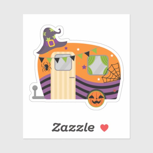 Cute Fun RV Camper Trailer Halloween Sticker (Vel)