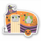Cute Fun RV Camper Trailer Halloween Sticker (Voorkant)