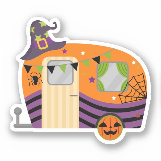 Cute Fun RV Camper Trailer Halloween Sticker (Voorkant)