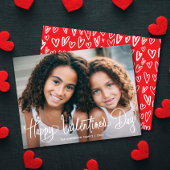 Cute Fun Script Happy Valentine's Day One Photo Feestdagenkaart