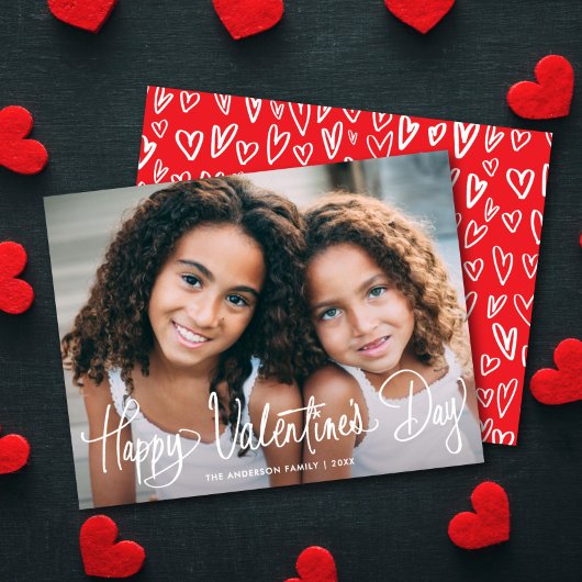 Cute Fun Script Happy Valentine's Day One Photo Feestdagenkaart