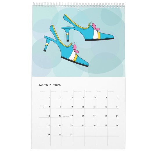 Cute Fun Shoe Calendar Kalender (Mar 2026)