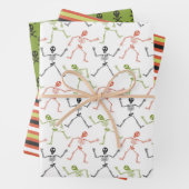 Cute Fun Skull Skeleton Halloween Inpakpapier Vel (In situ)