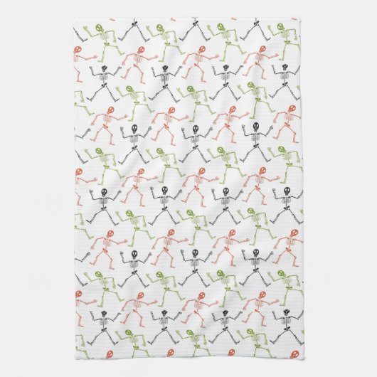 Cute Fun Skull Skeleton Halloween Kitchen Towel Theedoek (Verticaal)