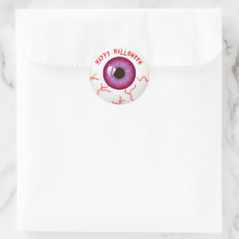 Cute Fun Spooky Bloodshot Eyeball Happy Halloween Ronde Sticker