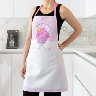 Cute Fun Sweet Pink Cupcake Bakery Dessert Custom Schort