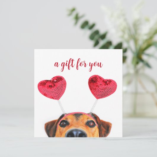 Cute Fun Valentijnsdag Dog Headband-kaartje (Staand voorkant)