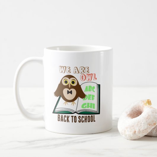 Cute fun We are owl Back to school Personalize Koffiemok (Met donut)