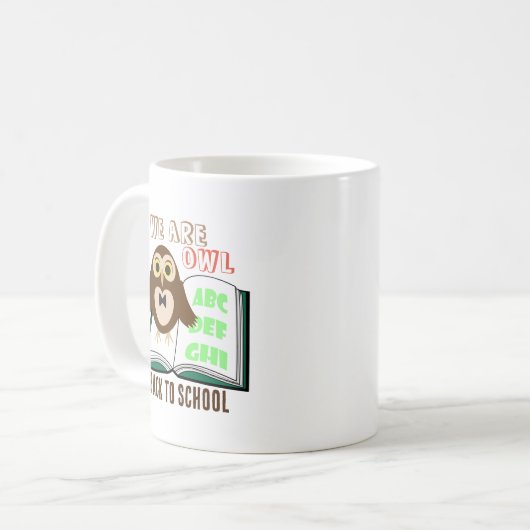 Cute fun We are owl Back to school Personalize Koffiemok (Voorkant links)