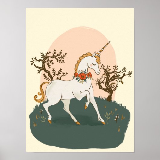 Cute & Fun White Unicorn Peling Children's Poster (Voorkant)