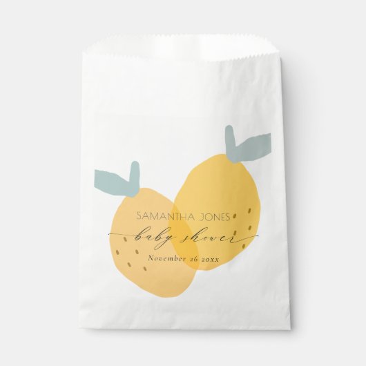 Cute Fun Yellow Lemon Fruity Citrus Baby shower Bedankzakje (Voorkant)