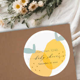 Cute Fun Yellow Lemon Fruity Citrus Baby shower Ronde Sticker