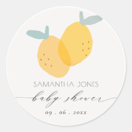 Cute Fun Yellow Lemon Fruity Citrus Baby shower Ronde Sticker