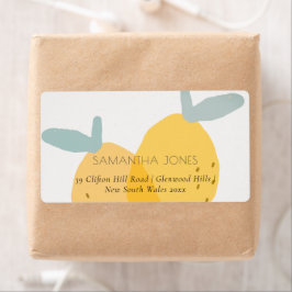 Cute Fun Yellow Lemon Fruity Citrus Bright Address Etiket