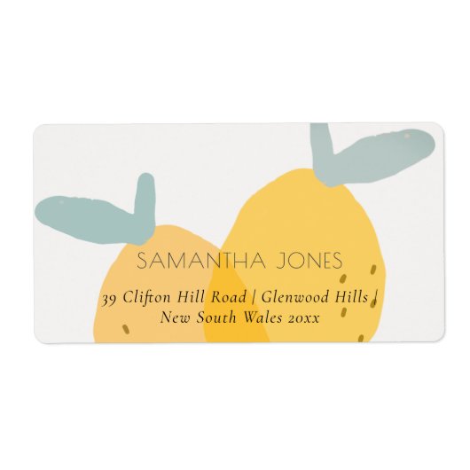 Cute Fun Yellow Lemon Fruity Citrus Bright Address Etiket (Voorkant)