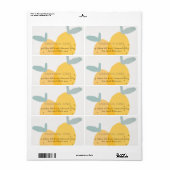 Cute Fun Yellow Lemon Fruity Citrus Bright Address Etiket (Full Sheet)