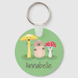 Cute fungi-paddenstoelen en cartoon van de tuinsch sleutelhanger