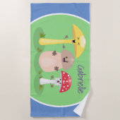 Cute fungi-paddenstoelen en cartoon van de tuinsch strandlaken (Voorkant)