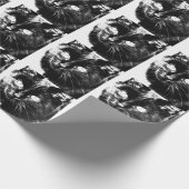 Cute Funky Black Cat Kitten Eyes Sketch Cadeaupapier (Hoek)