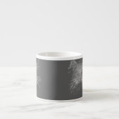 Cute Funky Black Cat Kitten Eyes Sketch Espresso Kop (Voorkant)